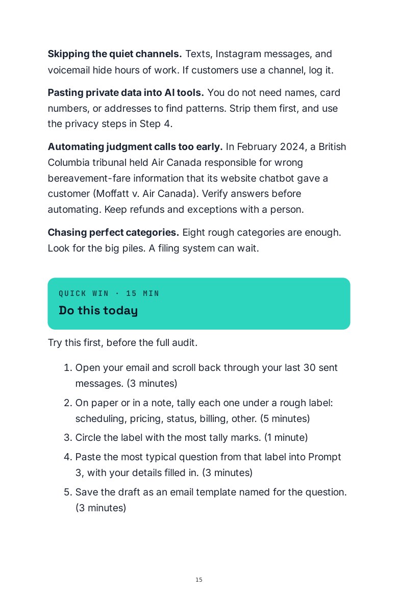 Quick win and checklist page